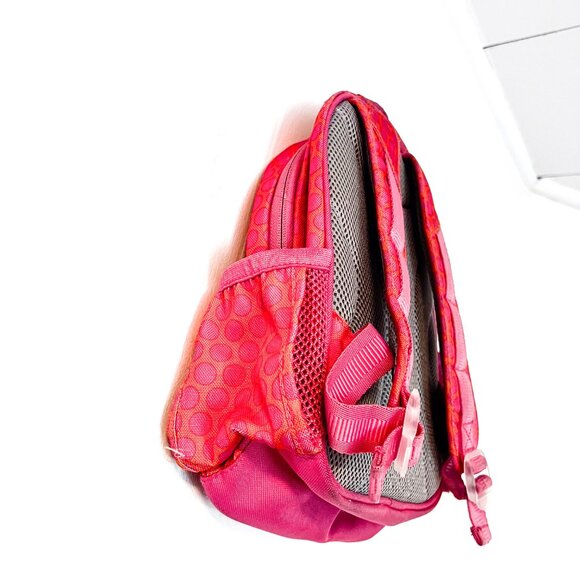 Pottery Barn Kids Mackenzie Small Pink Orange Dot Backpack School Bag - Picture 3 of 14